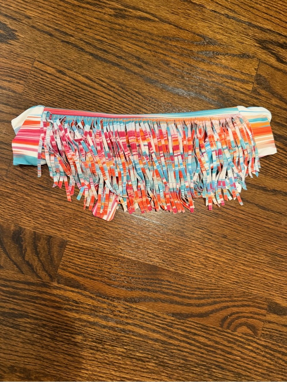 l*space Multicolor Fringe Bikini Top - Coral, Turquoise, White